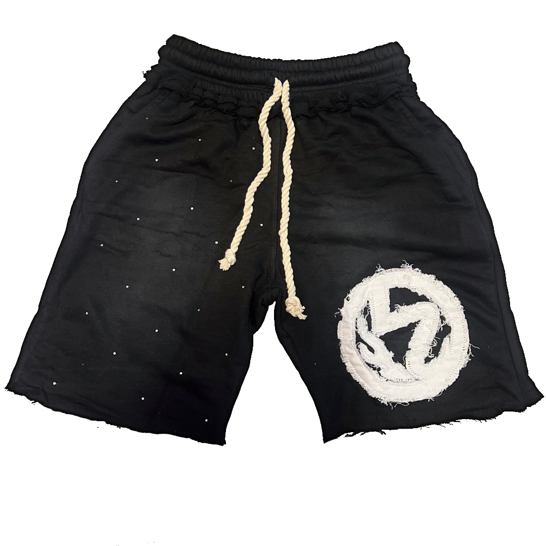 LOST STUDIOS® Distressed Sweatshorts "Onyx Washed"